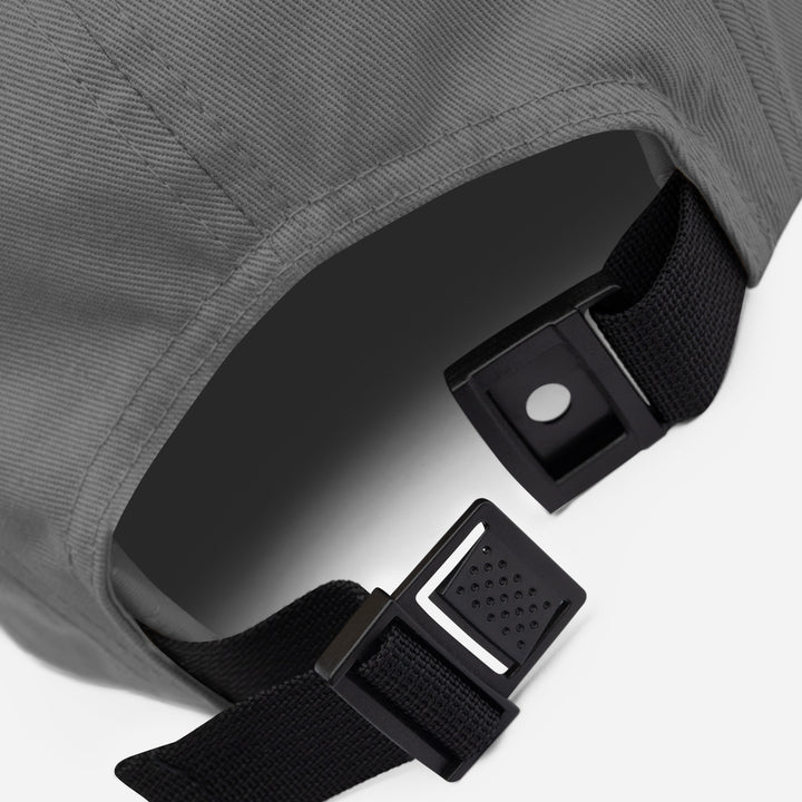 Flashback Five Panel Cap in Grey, fabric detail — Super Stoked