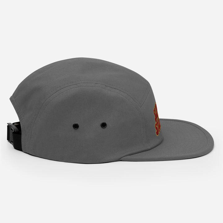 Flashback Five Panel Cap in Grey, right side view — Super Stoked