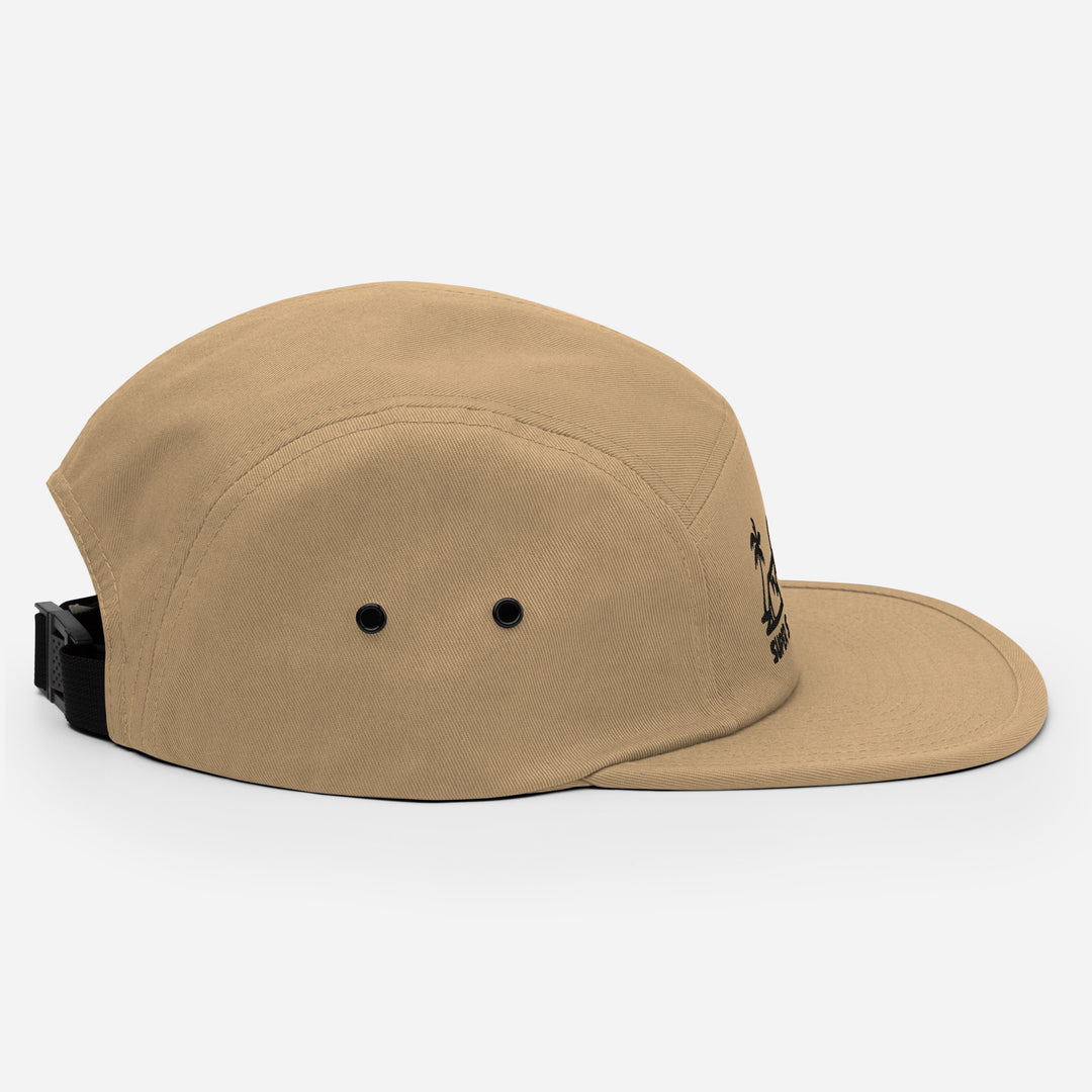 Dream Lines Five Panel Cap in Khaki, right side view — Super Stoked