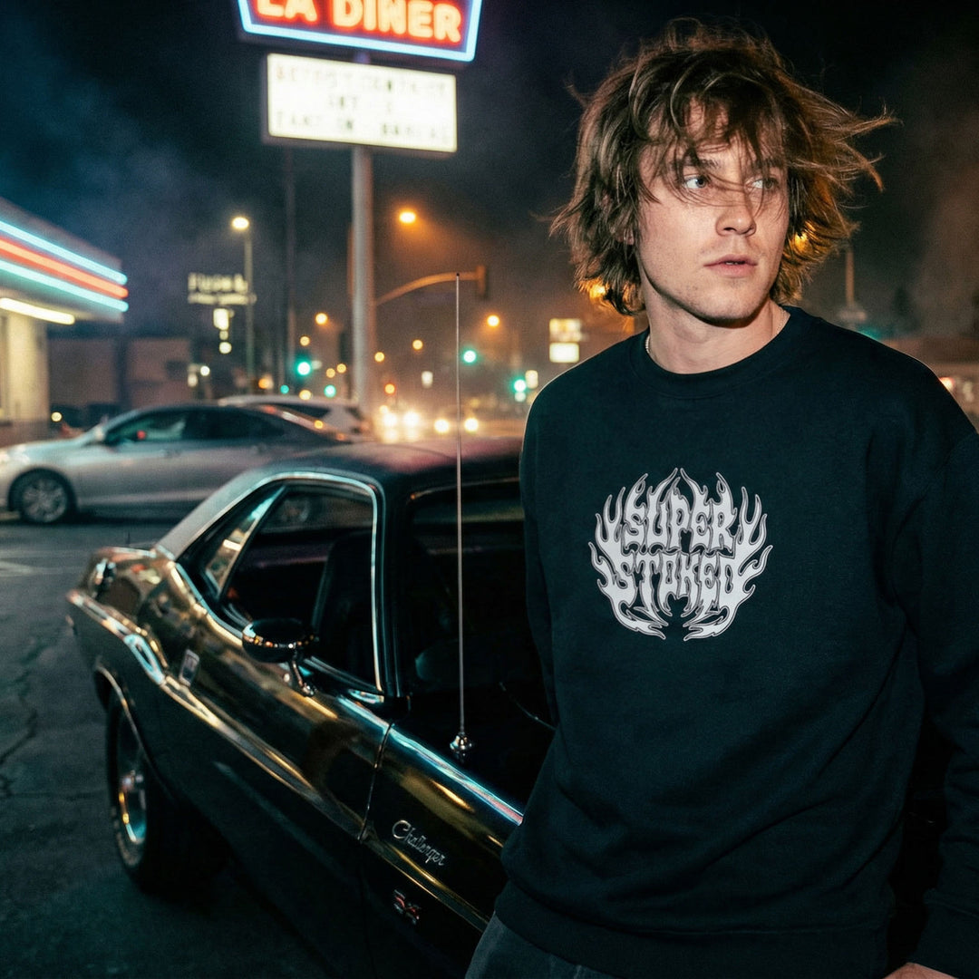 Hellfire Unisex Organic Oversized Sweatshirt, view 2 — Super Stoked