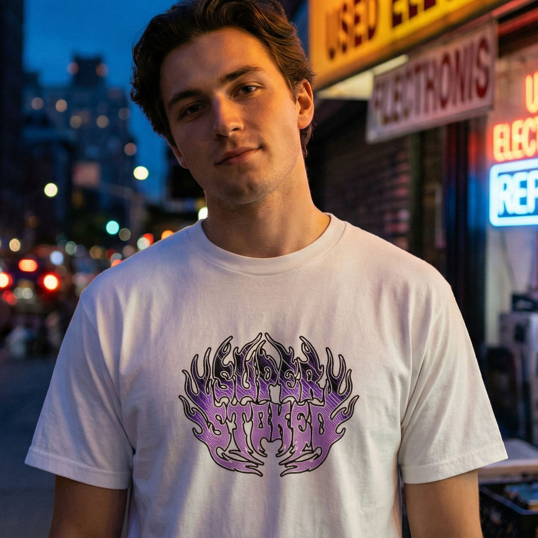 Hellfire Glitch Men's Premium Heavyweight T-shirt — Super Stoked