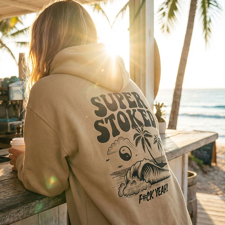 Island Peak Unisex Oversized Hoodie, view 2 — Super Stoked