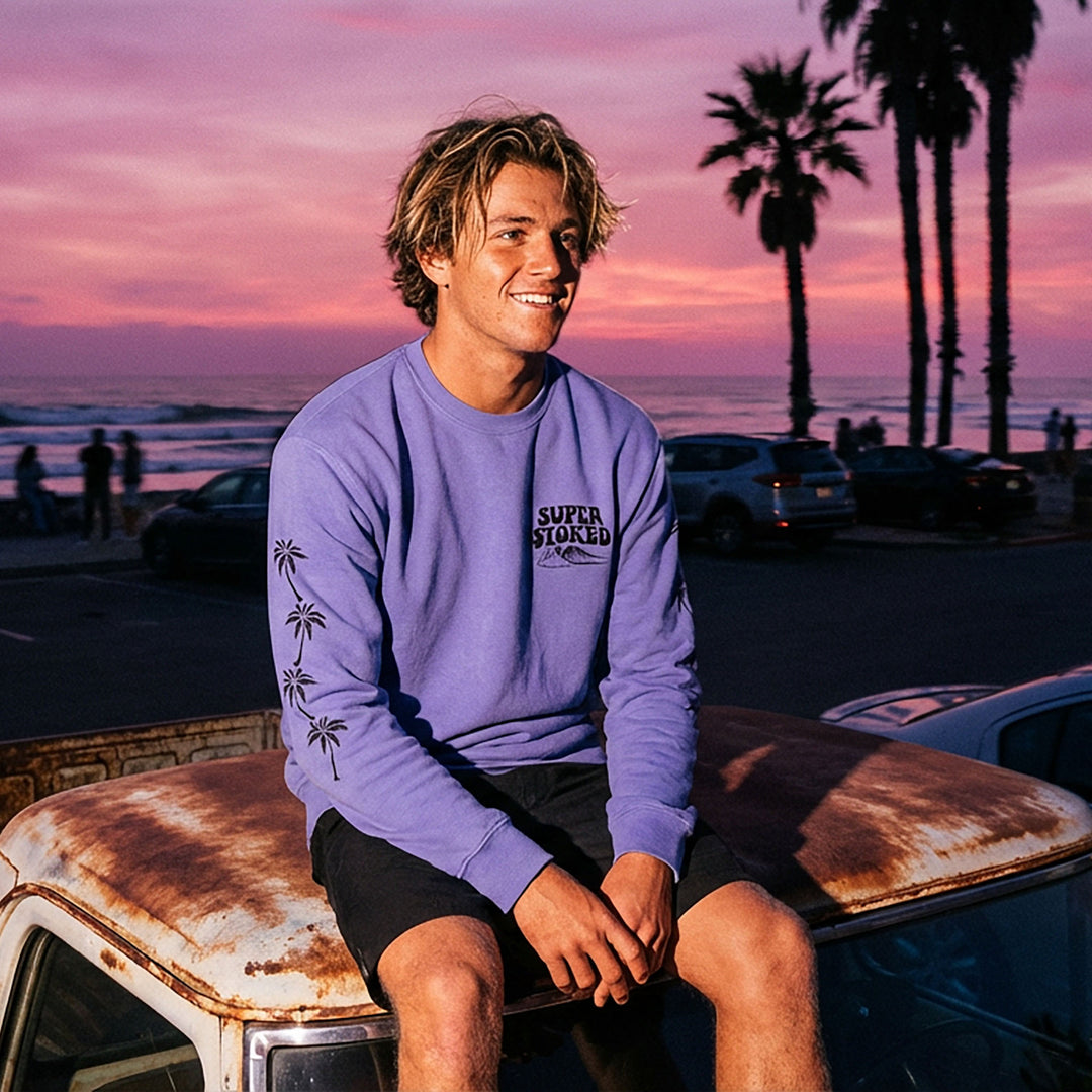 Island Peak Unisex Garment-Dyed Sweatshirt, view 2 — Super Stoked