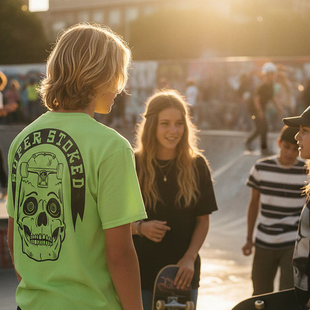 Skate or Die Youth Classic T-shirt, view 2 — Super Stoked