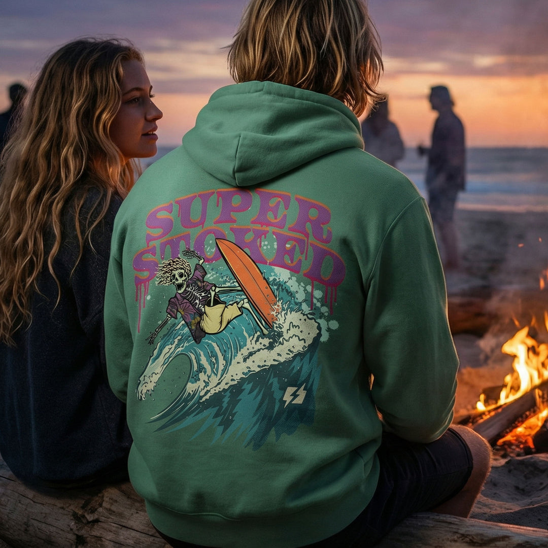 Surf & Destroy Unisex Garment-Dyed Hoodie — Super Stoked