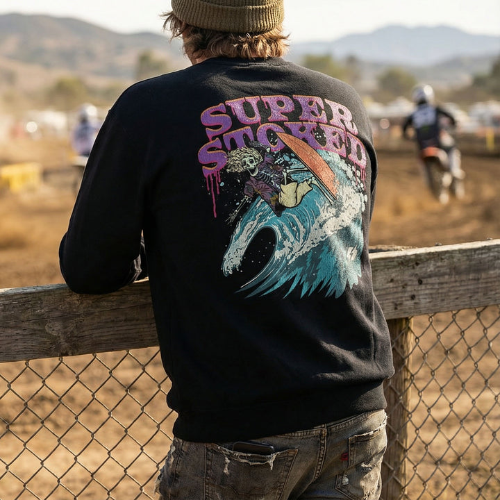 Surf &amp; Destroy Dark Base Unisex Oversized Heavyweight Sweatshirt — Super Stoked