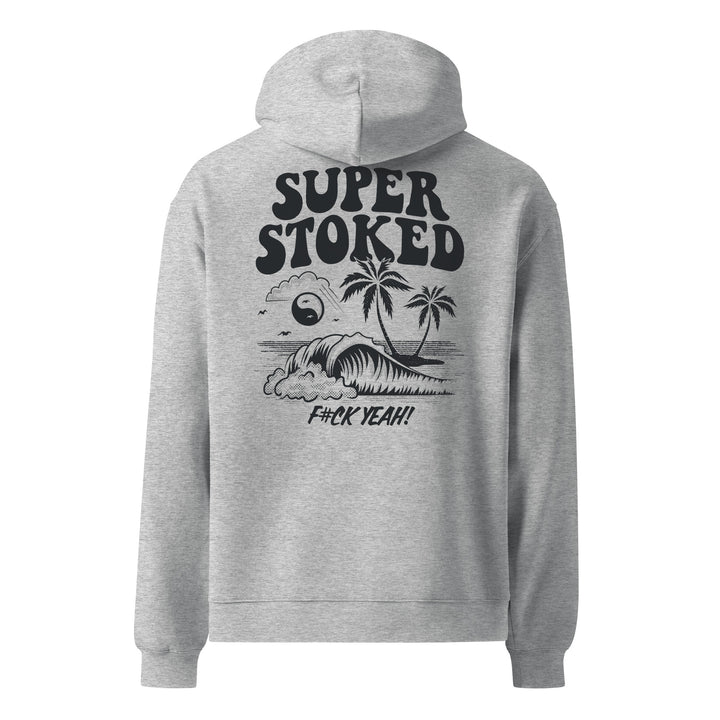Island Peak Unisex Oversized Hoodie in Athletic Heather, back view — Super Stoked