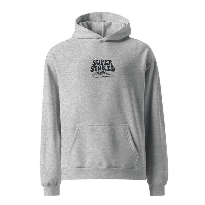 Island Peak Unisex Oversized Hoodie in Athletic Heather, front view — Super Stoked