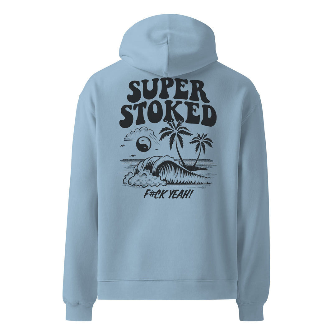 Island Peak Unisex Oversized Hoodie in Carolina Blue, back view — Super Stoked