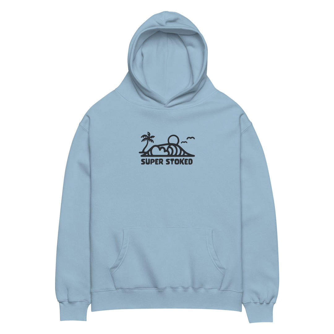 Dream Lines Unisex Oversized Hoodie in Carolina Blue, front view — Super Stoked