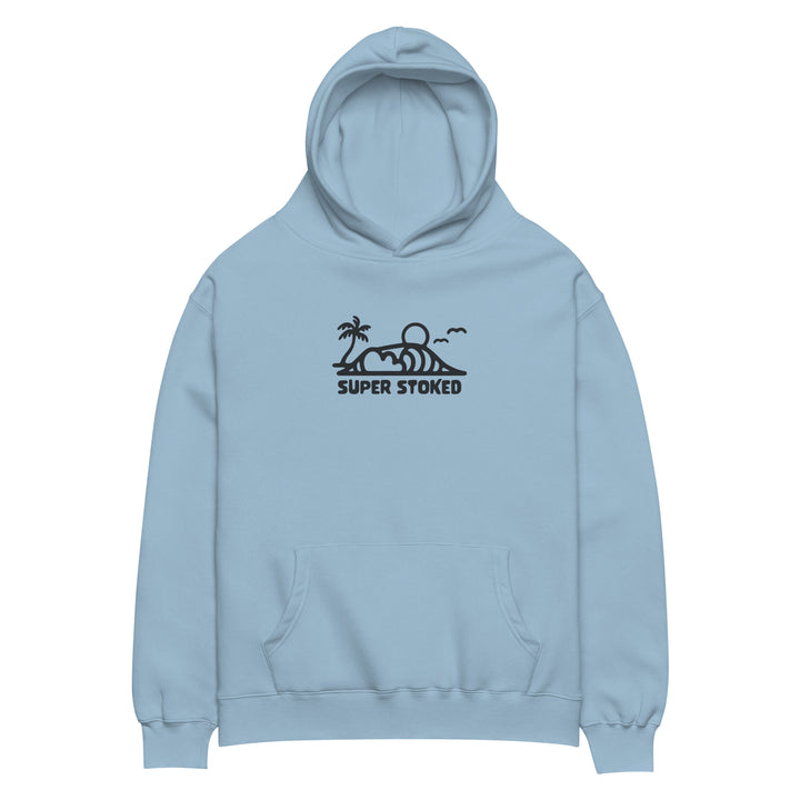 Dream Lines Unisex Oversized Hoodie in Carolina Blue, front view — Super Stoked