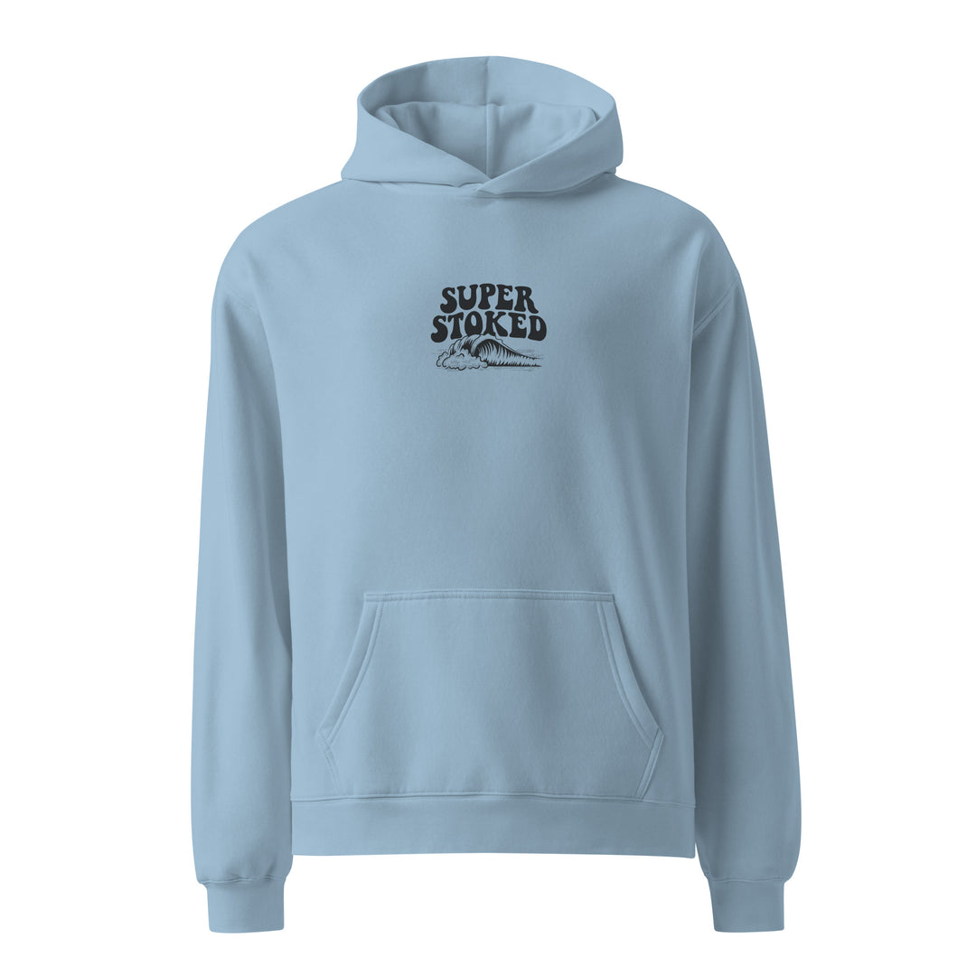 Island Peak Unisex Oversized Hoodie in Carolina Blue, front view — Super Stoked
