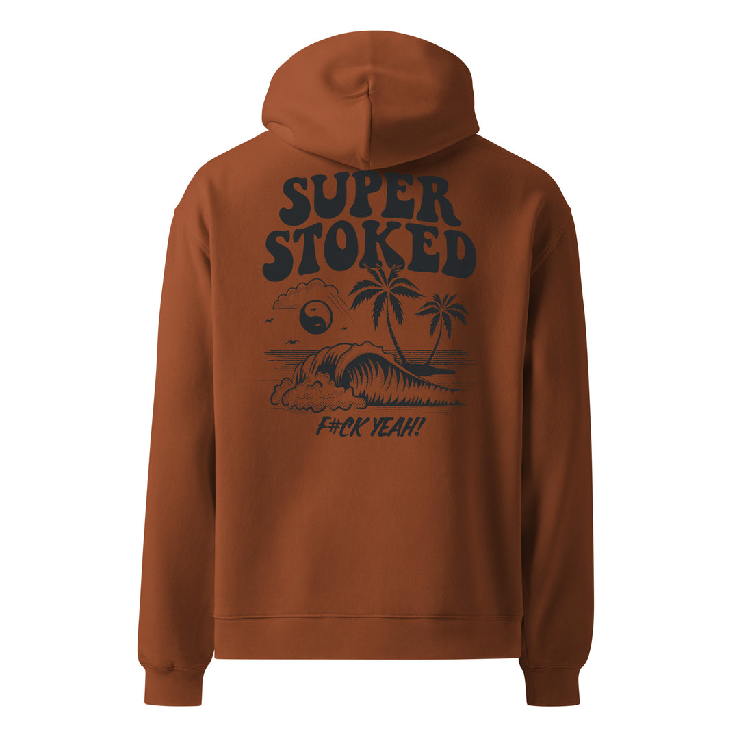 Island Peak Unisex Oversized Hoodie in Clay, back view — Super Stoked