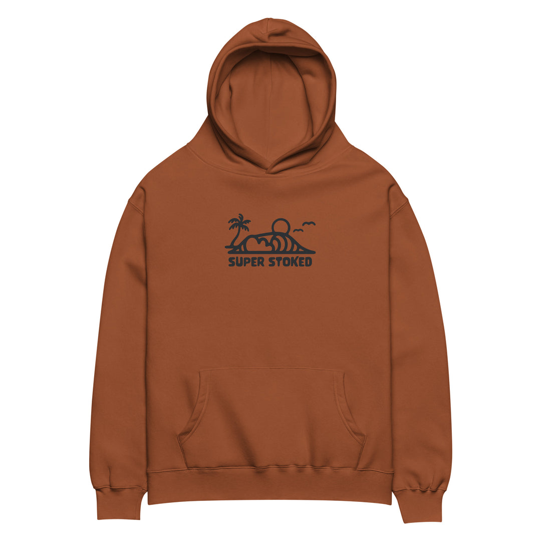 Dream Lines Unisex Oversized Hoodie in Clay, front view — Super Stoked