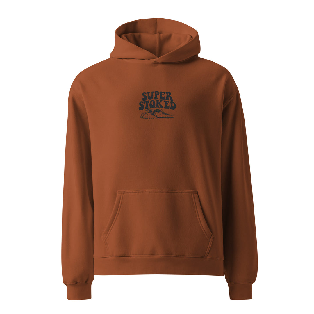 Island Peak Unisex Oversized Hoodie in Clay, front view — Super Stoked