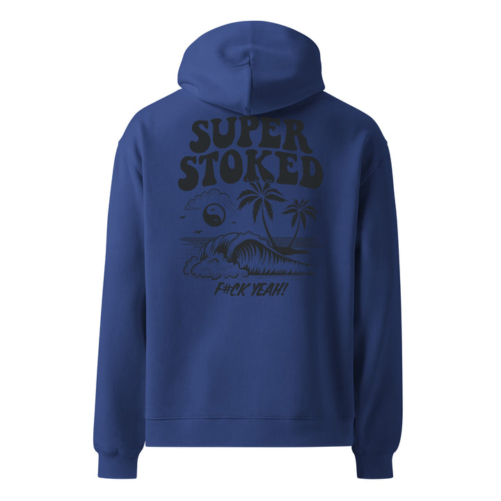 Island Peak Unisex Oversized Hoodie in Cobalt, back view — Super Stoked