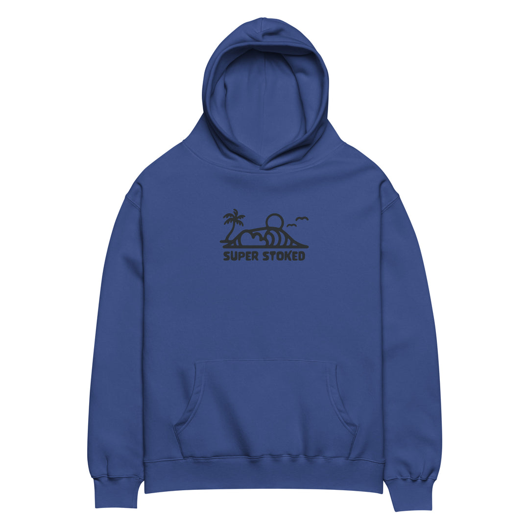 Dream Lines Unisex Oversized Hoodie in Cobalt, front view — Super Stoked
