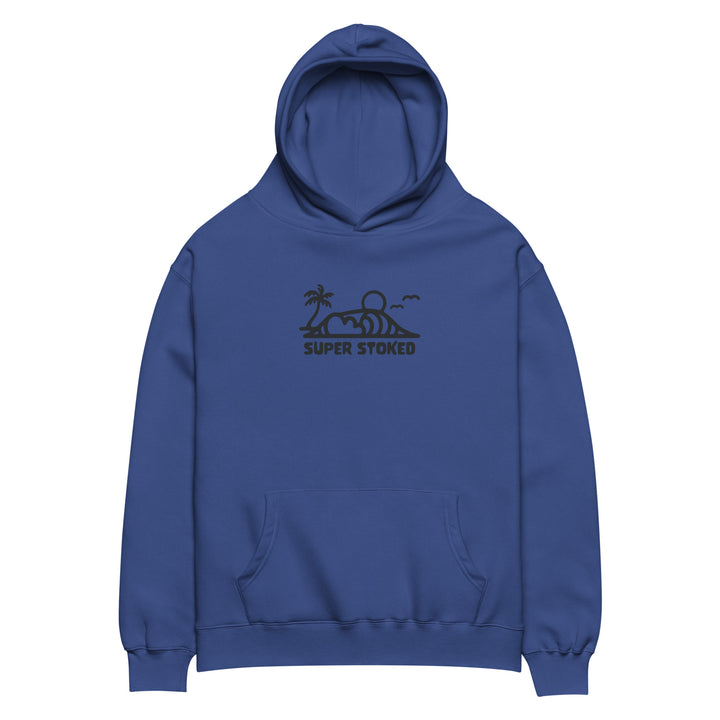 Dream Lines Unisex Oversized Hoodie in Cobalt, front view — Super Stoked
