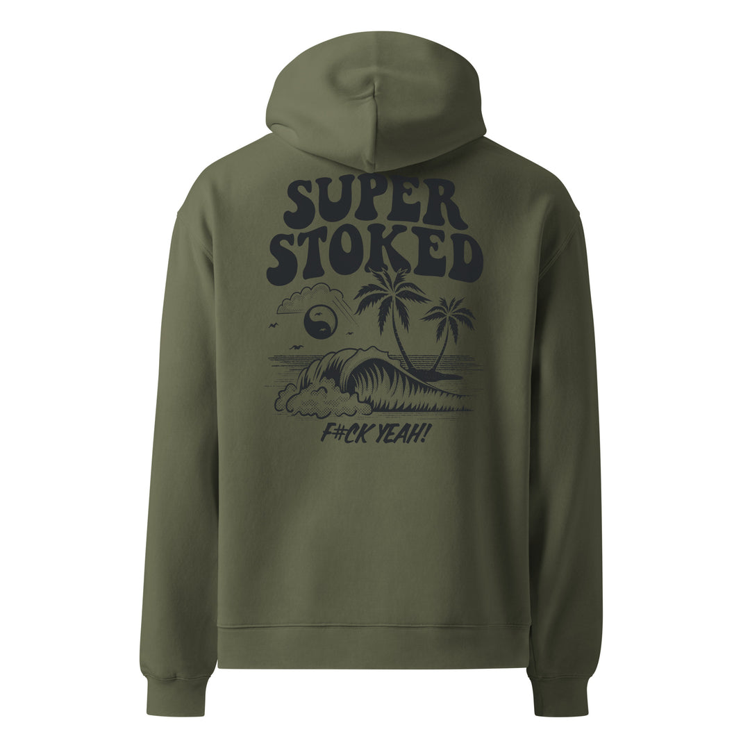 Island Peak Unisex Oversized Hoodie in Cypress, back view — Super Stoked