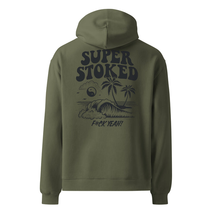 Island Peak Unisex Oversized Hoodie in Cypress, back view — Super Stoked