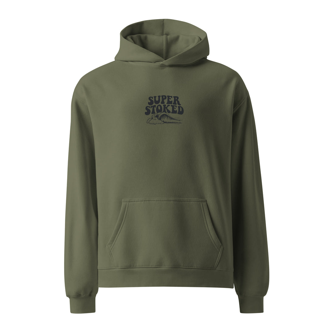 Island Peak Unisex Oversized Hoodie in Cypress, front view — Super Stoked