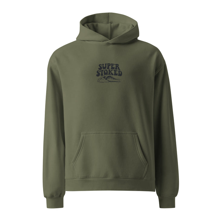 Island Peak Unisex Oversized Hoodie in Cypress, front view — Super Stoked