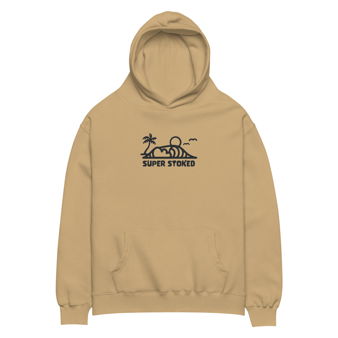 Dream Lines Unisex Oversized Hoodie in Sand, front view — Super Stoked