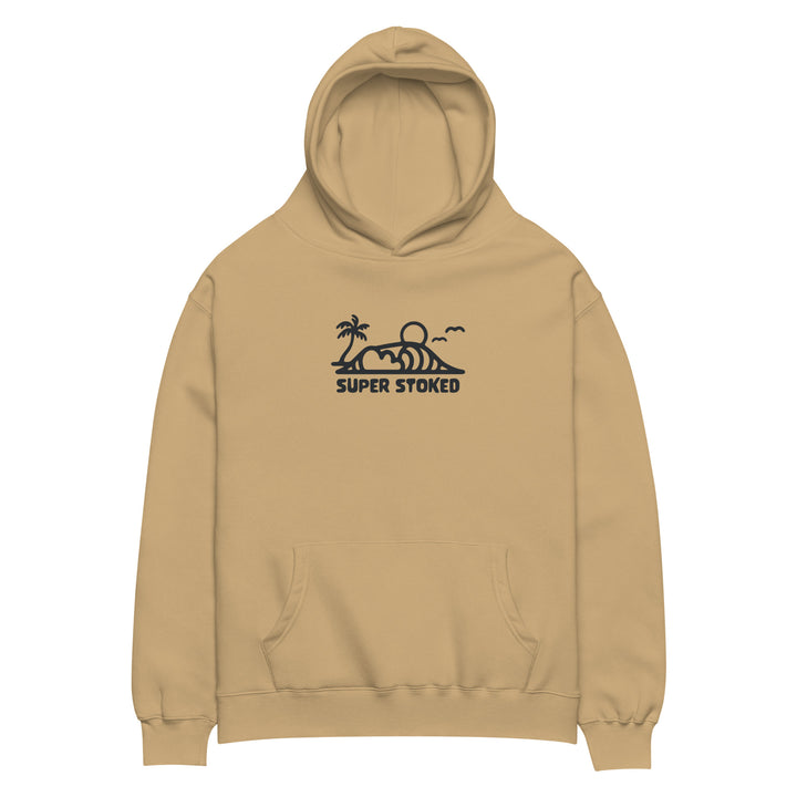 Dream Lines Unisex Oversized Hoodie in Sand, front view — Super Stoked