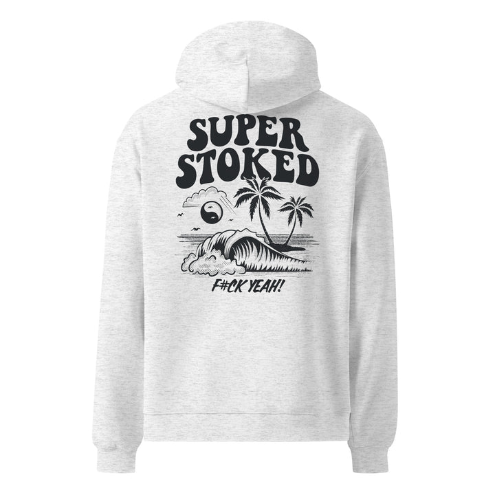 Island Peak Unisex Oversized Hoodie in White Heather, back view — Super Stoked