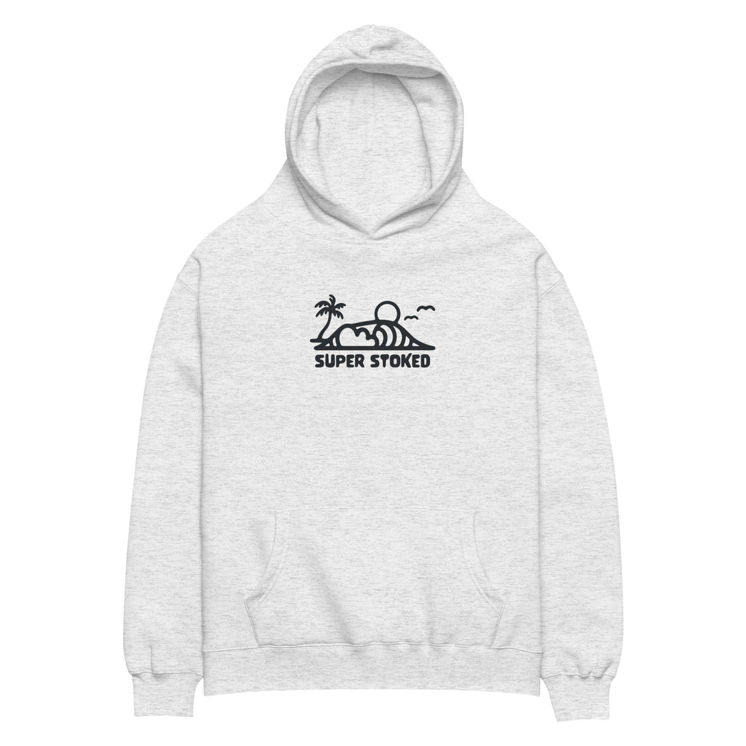 Dream Lines Unisex Oversized Hoodie in White Heather, front view — Super Stoked