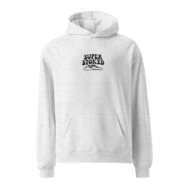 Island Peak Unisex Oversized Hoodie in White Heather, front view — Super Stoked