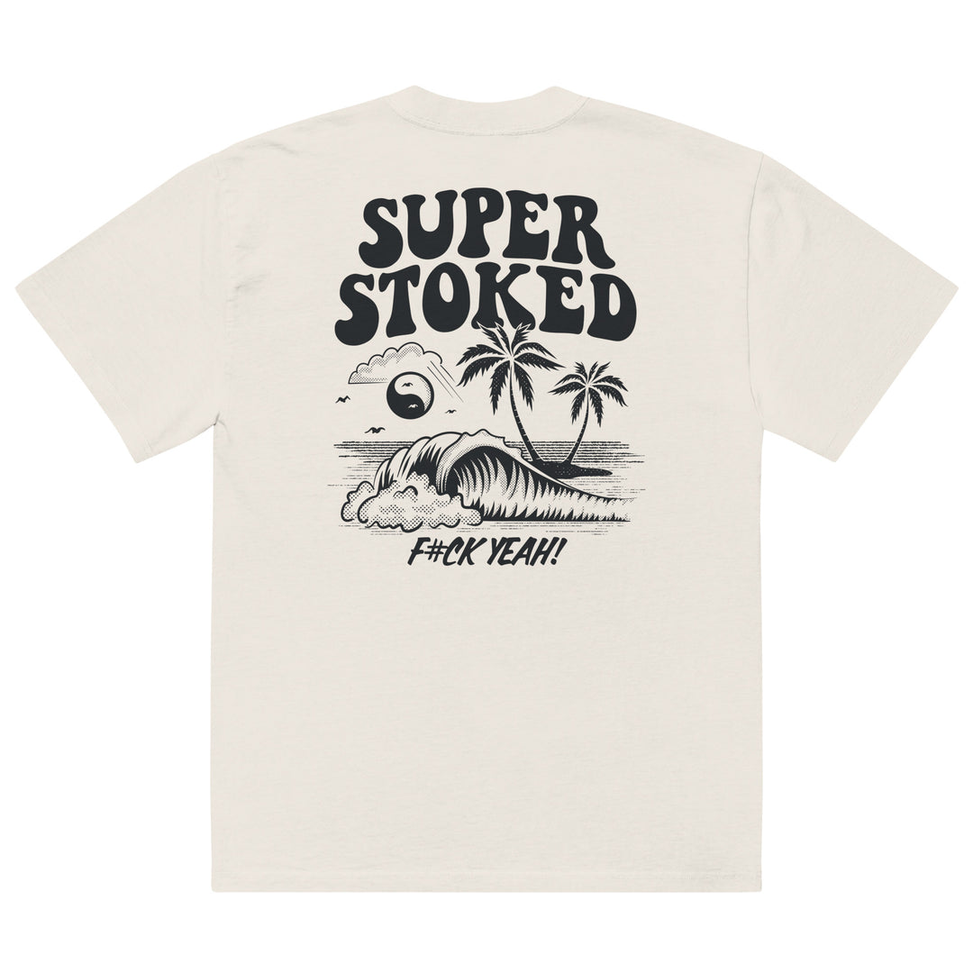 Island Peak Unisex Oversized Faded T-shirt in Faded Bone, back view — Super Stoked