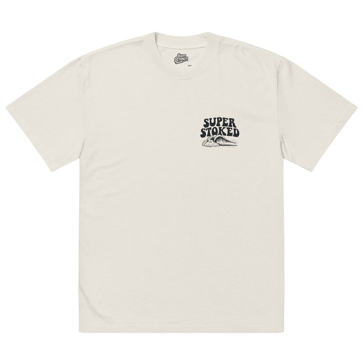 Island Peak Unisex Oversized Faded T-shirt in Faded Bone, front view — Super Stoked