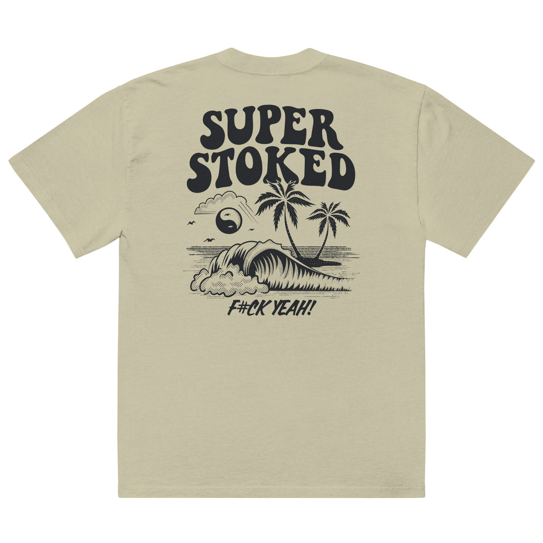 Island Peak Unisex Oversized Faded T-shirt in Faded Eucalyptus, back view — Super Stoked