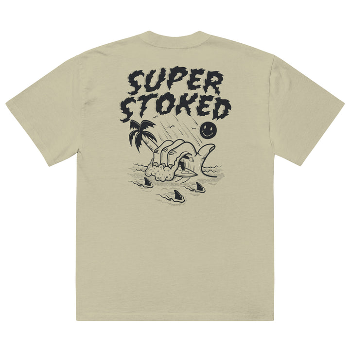 Sharker Barrel Unisex Oversized Faded T-shirt in Faded Eucalyptus, back view — Super Stoked