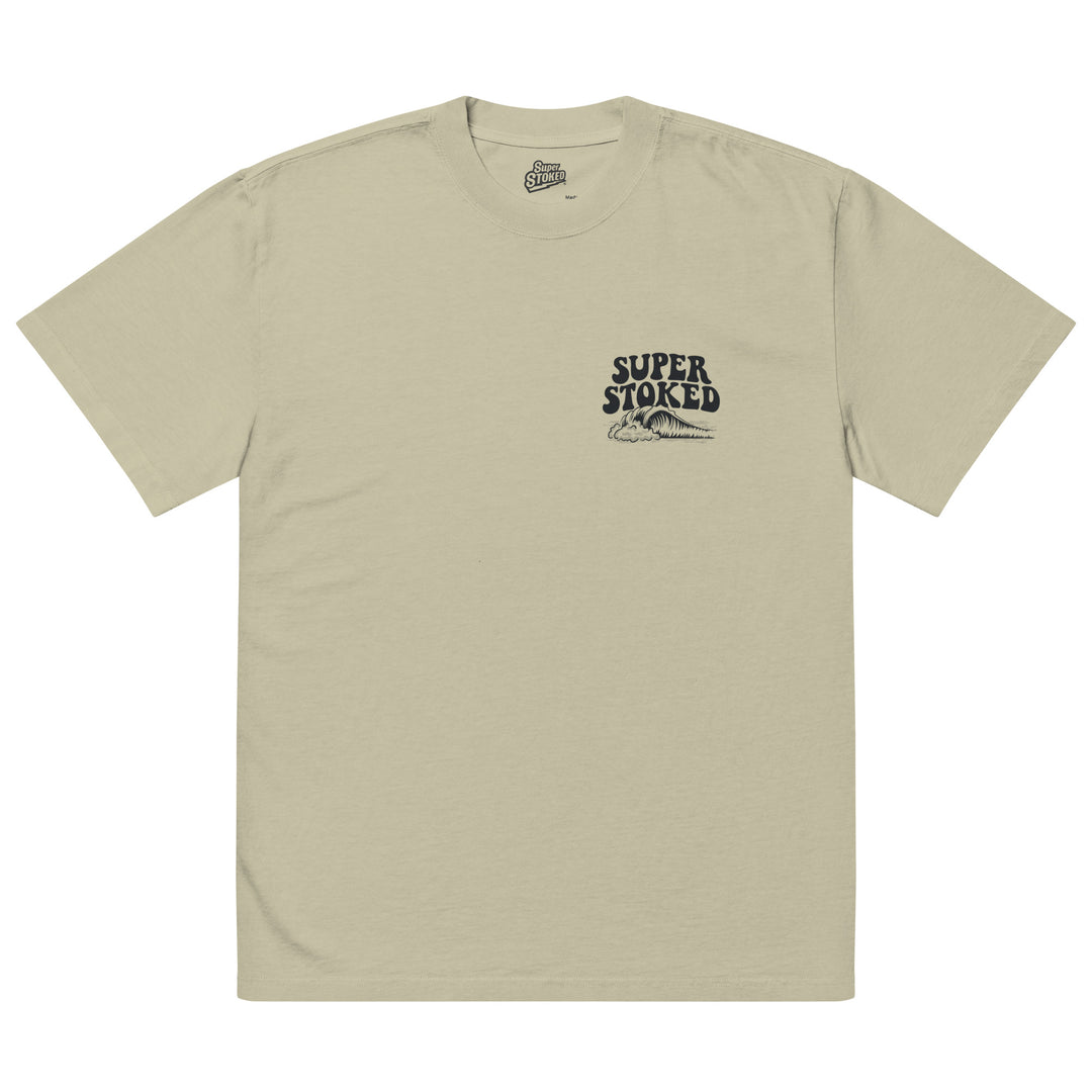 Island Peak Unisex Oversized Faded T-shirt in Faded Eucalyptus, front view — Super Stoked