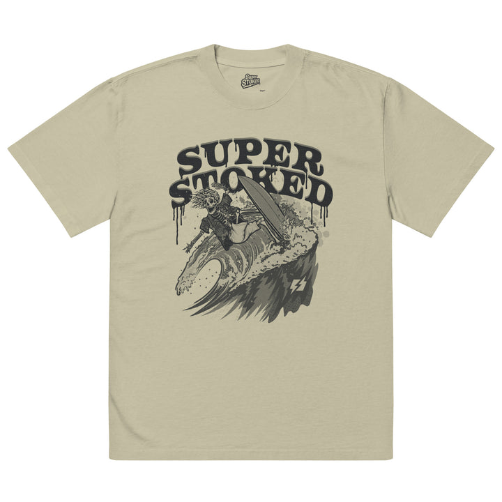 Surf &amp; Destroy Unisex Oversized Faded T-shirt in Faded Eucalyptus, front view — Super Stoked