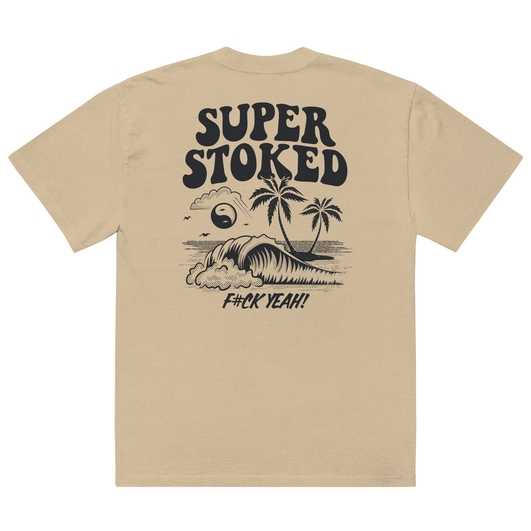 Island Peak Unisex Oversized Faded T-shirt in Faded Khaki, back view — Super Stoked