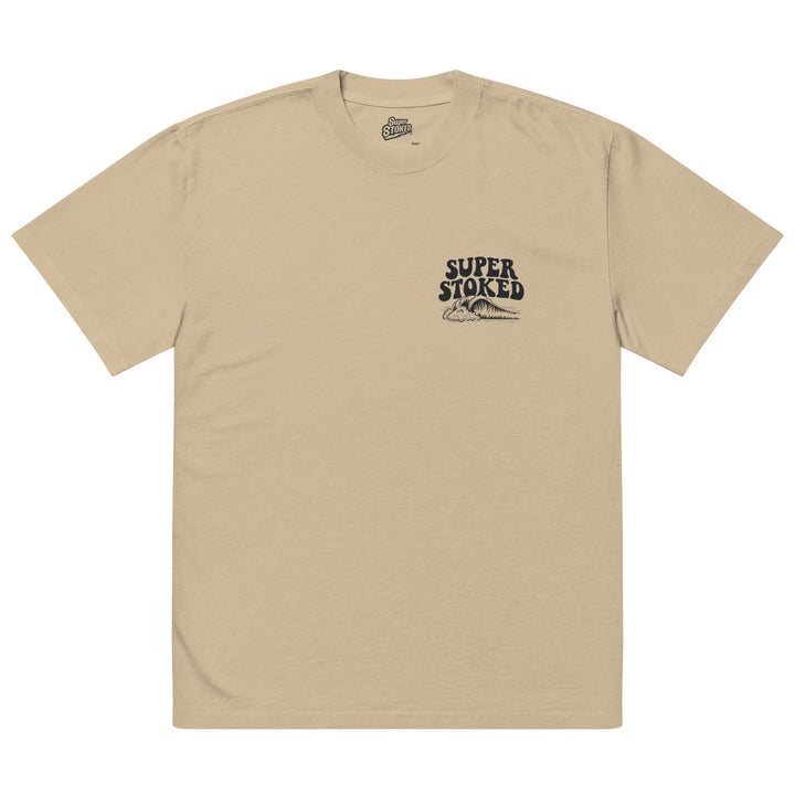 Island Peak Unisex Oversized Faded T-shirt in Faded Khaki, front view — Super Stoked