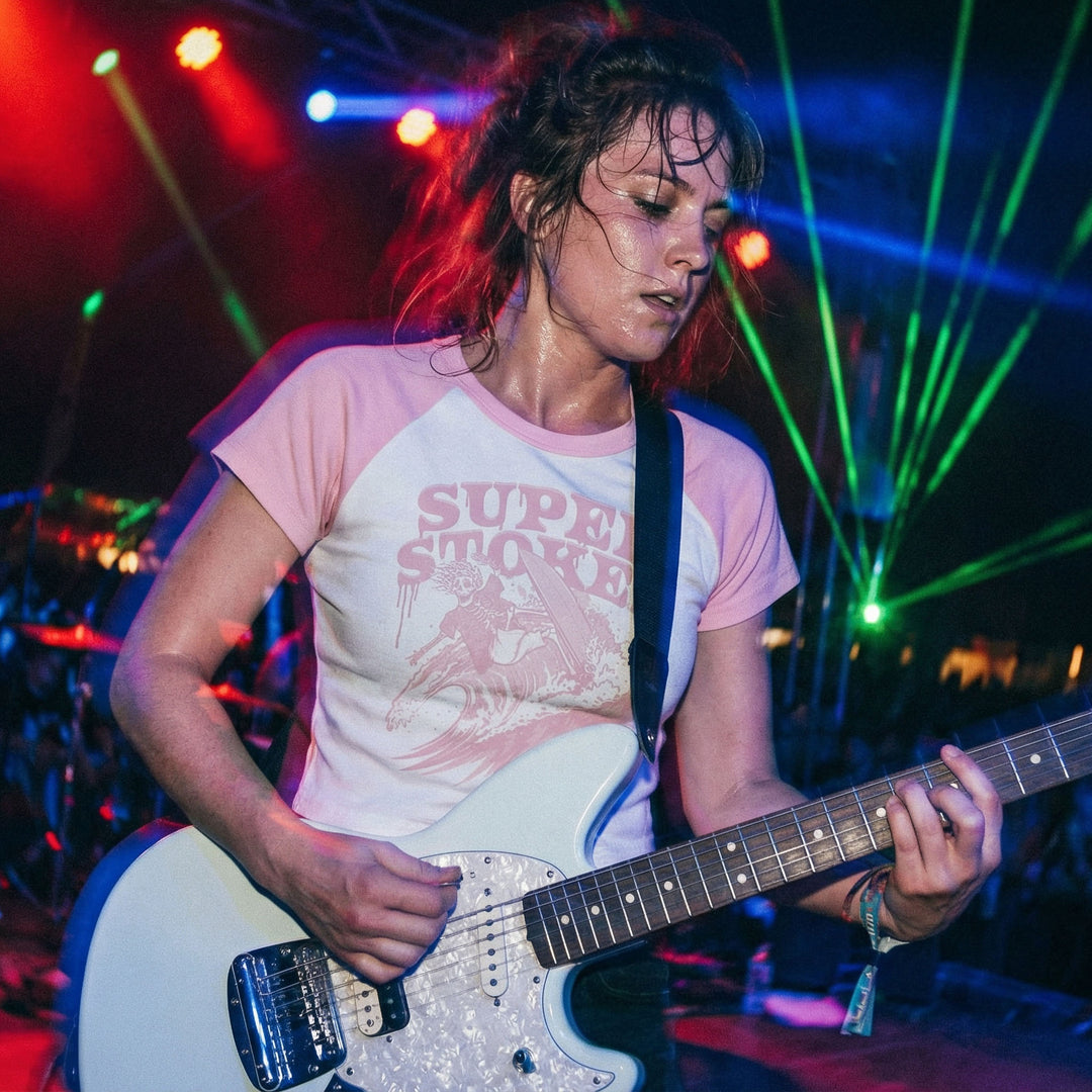 Surf & Destroy Pink Women's Raglan Baby T-shirt — Super Stoked
