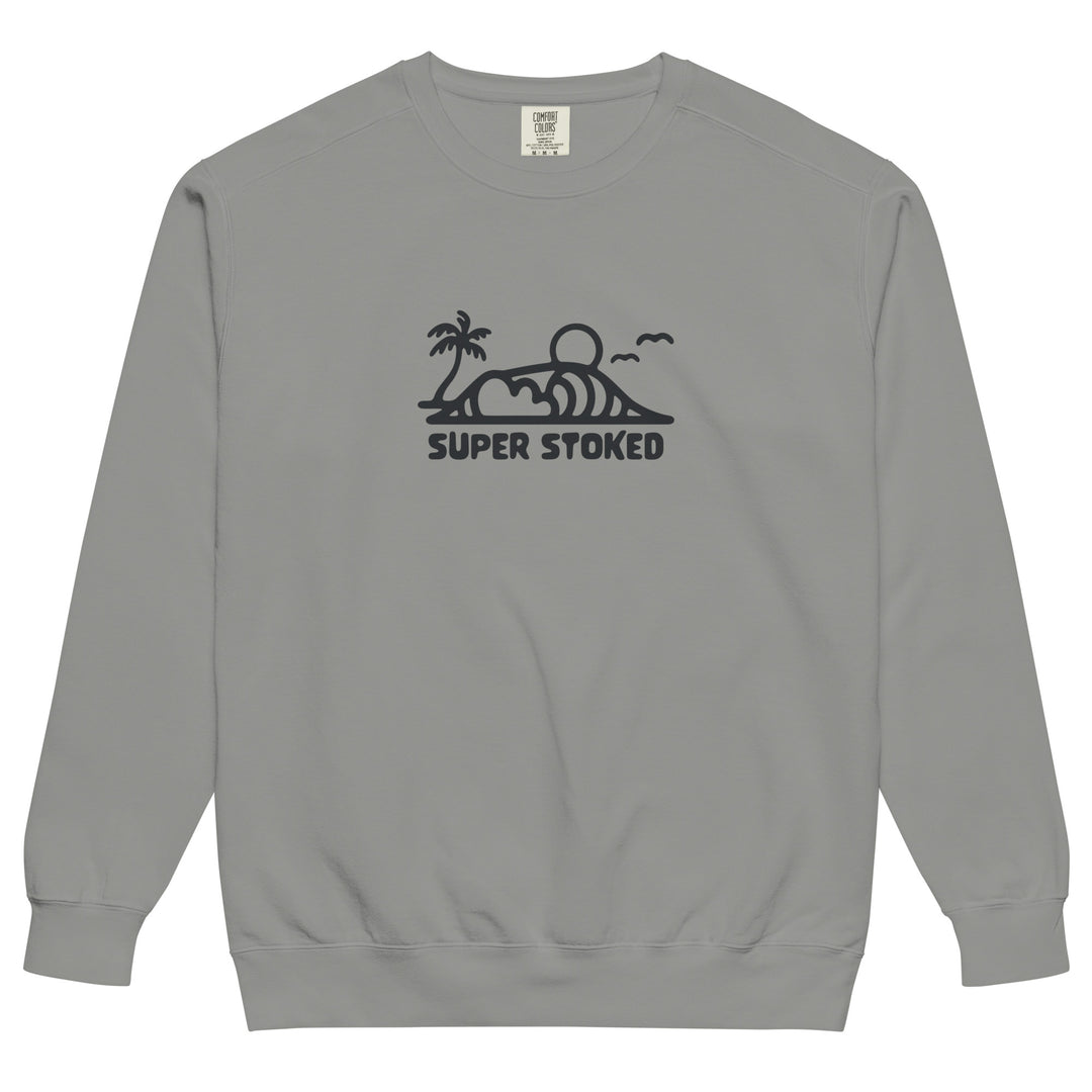 Dream Lines Unisex Garment-Dyed Sweatshirt in Grey, front view — Super Stoked