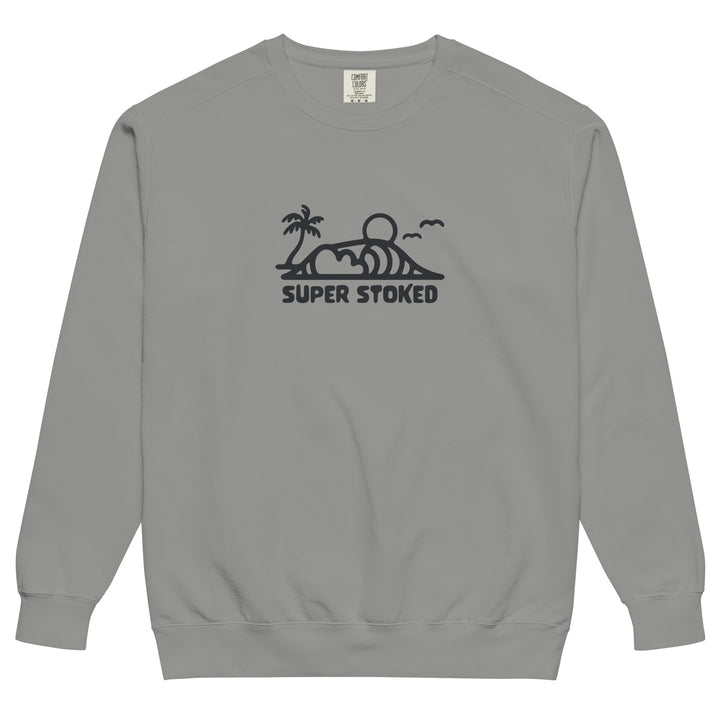 Dream Lines Unisex Garment-Dyed Sweatshirt in Grey, front view — Super Stoked