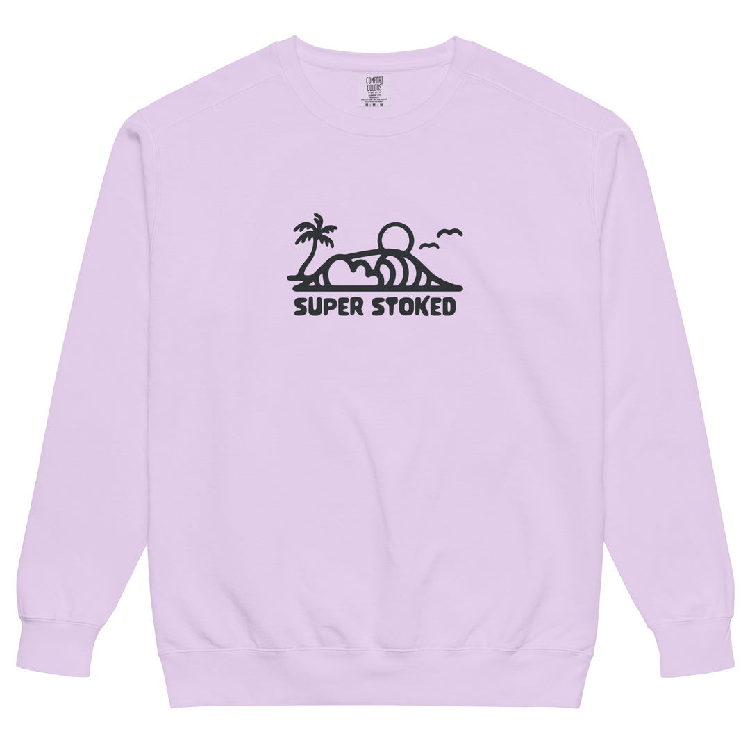 Dream Lines Unisex Garment-Dyed Sweatshirt in Orchid, front view — Super Stoked