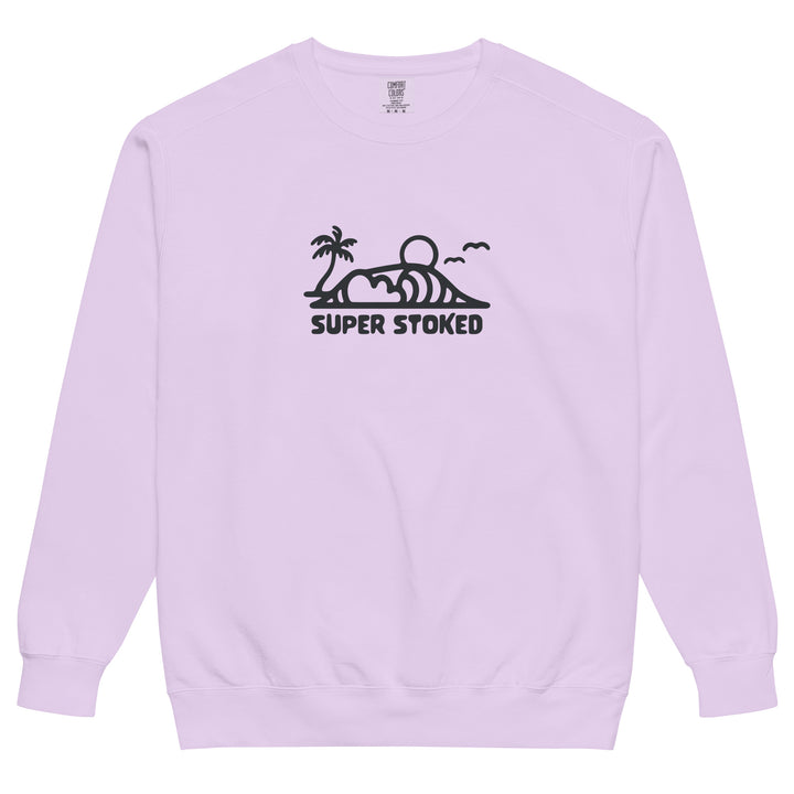 Dream Lines Unisex Garment-Dyed Sweatshirt in Orchid, front view — Super Stoked