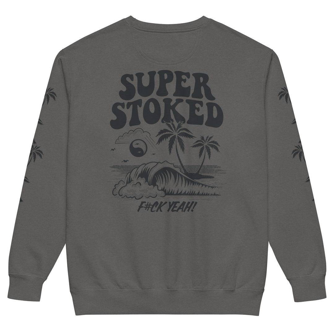 Island Peak Unisex Garment-Dyed Sweatshirt in Pepper, back view — Super Stoked