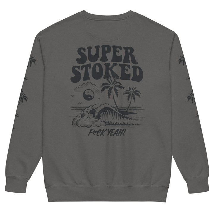 Island Peak Unisex Garment-Dyed Sweatshirt in Pepper, back view — Super Stoked