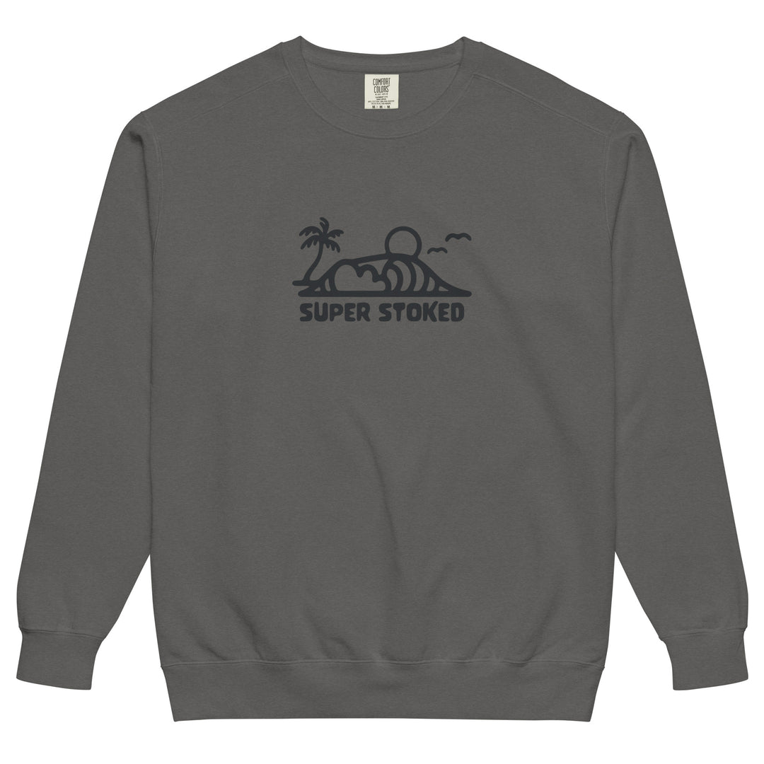 Dream Lines Unisex Garment-Dyed Sweatshirt in Pepper, front view — Super Stoked