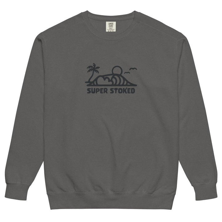 Dream Lines Unisex Garment-Dyed Sweatshirt in Pepper, front view — Super Stoked
