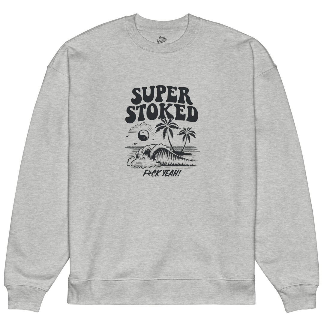 Island Peak Unisex Organic Oversized Sweatshirt in Heather Grey, front view — Super Stoked