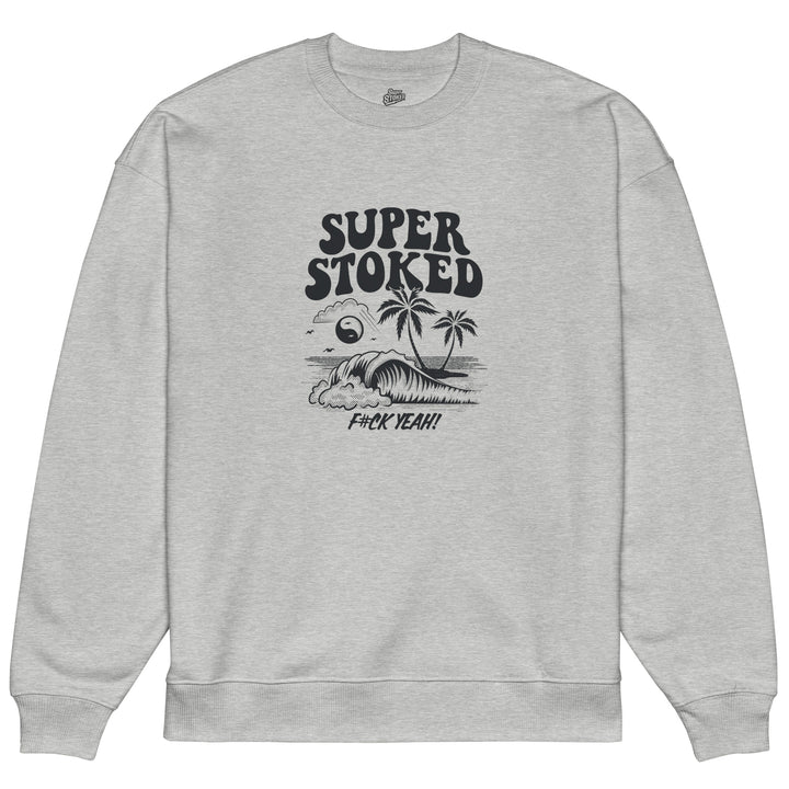 Island Peak Unisex Organic Oversized Sweatshirt in Heather Grey, front view — Super Stoked